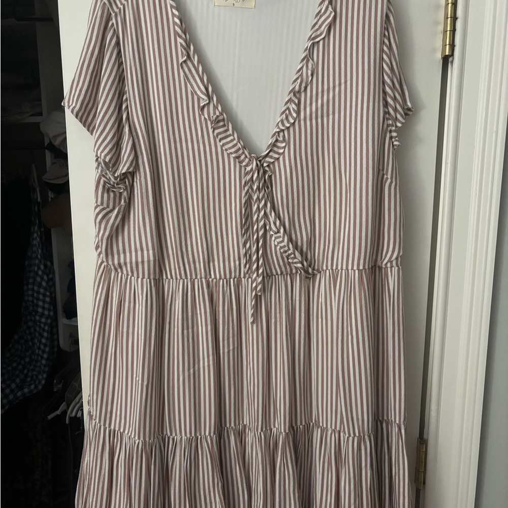 Chic V-Neck Striped Mini Dress